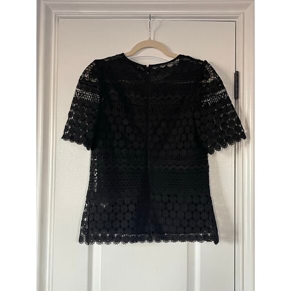 NWT Express Lace Puff Sleeve Crew Neck Top Medium - Picture 4 of 8